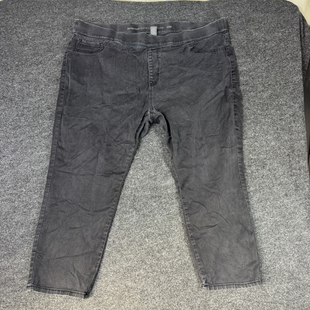 Avenue Denim Skinny Jeans Womens 26P Gray Cotton Stretch Pockets Casual Pull On